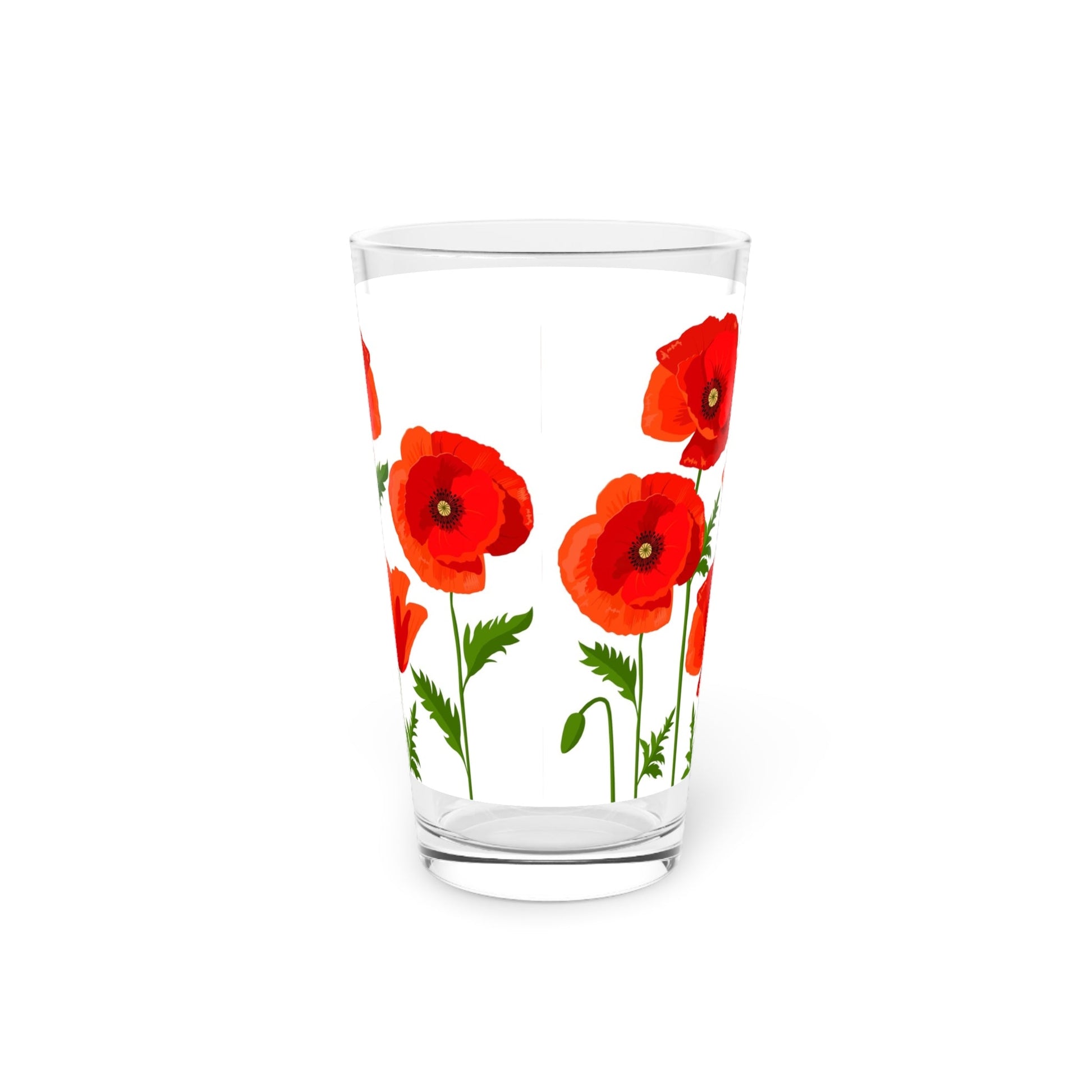 Red Poppy Pint Glass - 16oz - Kia Day Design