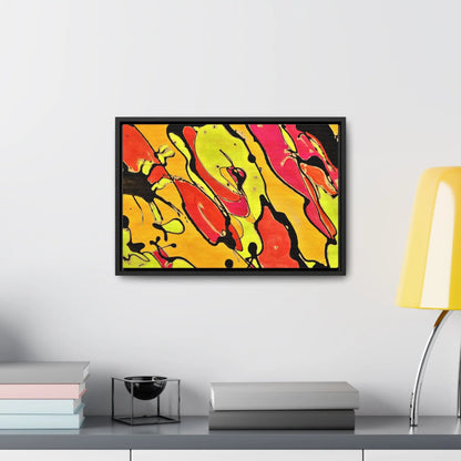 80s Rapture Gallery Canvas Wraps, Horizontal Frame 18″ x 12″ Black orange yellow 1.25"