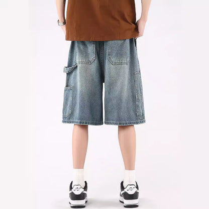Mens Denim Shorts - Vintage Wash Summer Style - - jeans