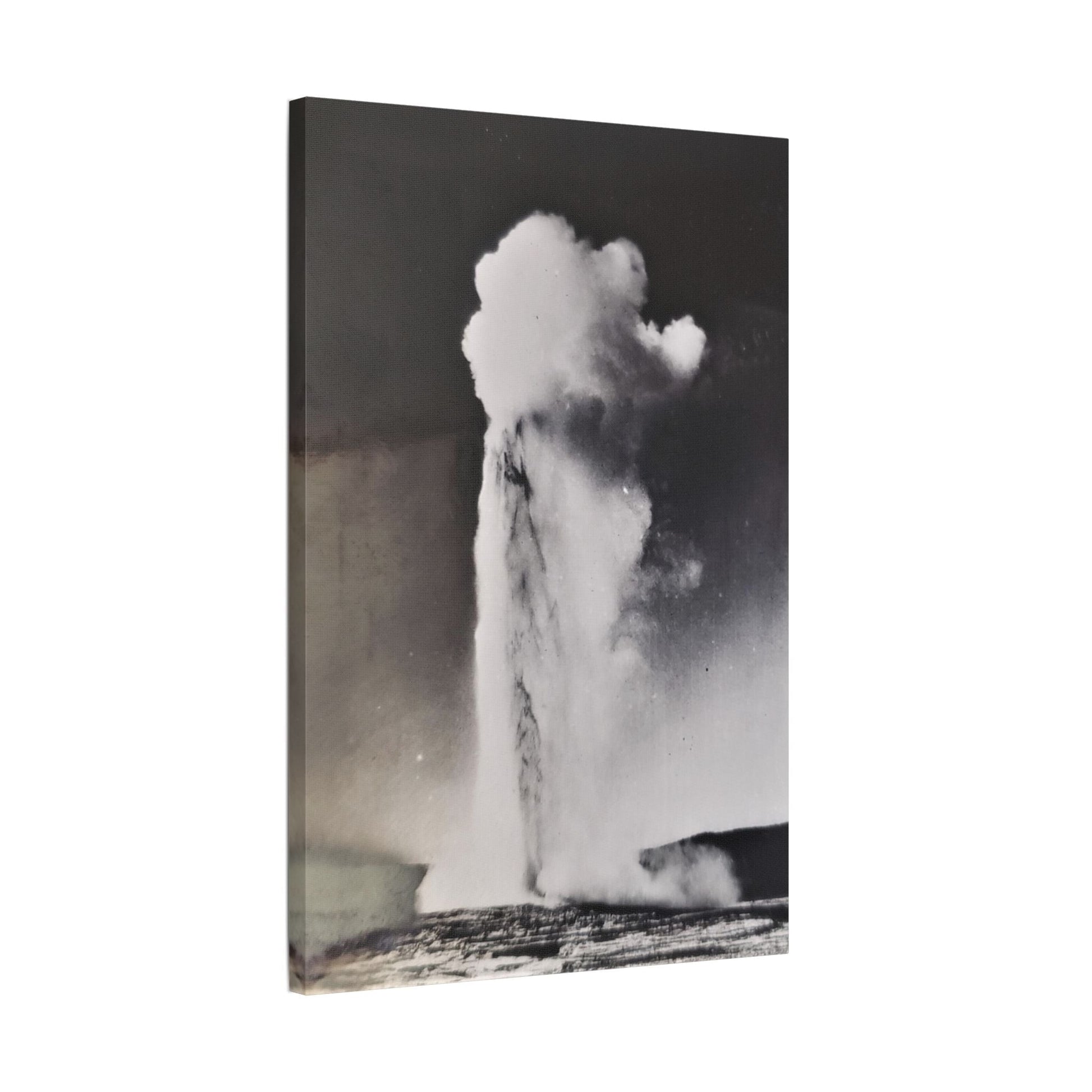 Old Faithful Geyser Yellowstone Satin Canvas Stretched