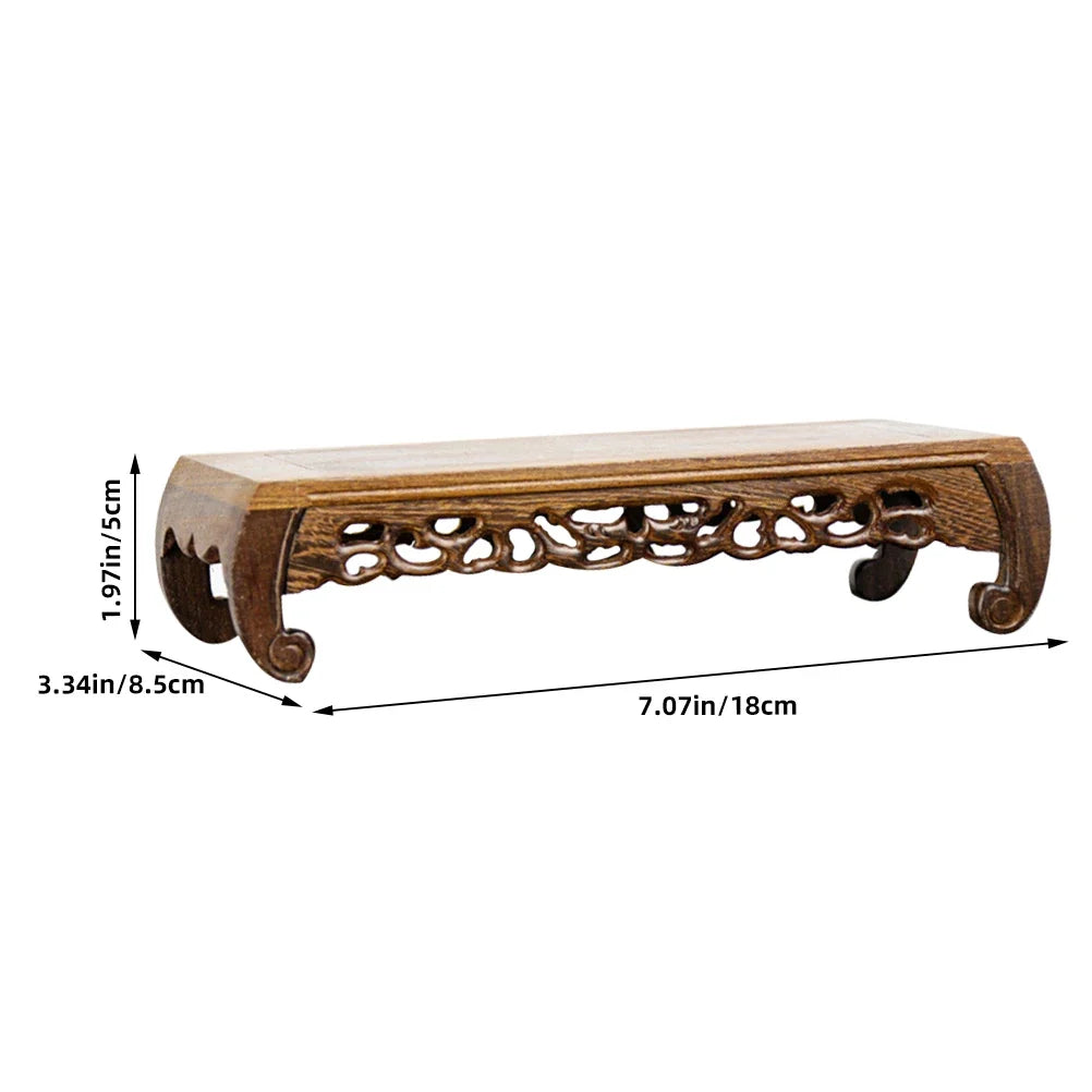 Rectangular Chinese Wood Base Display Stand for Carved Vase, Teapot, Bonsai - -