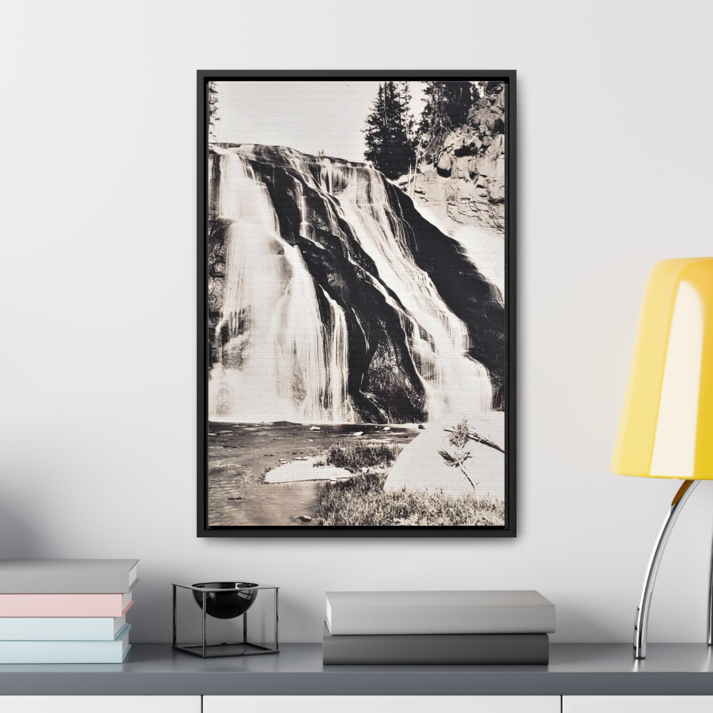 Gibbon Falls Yellowstone Gallery Canvas Wraps, Vertical Frame