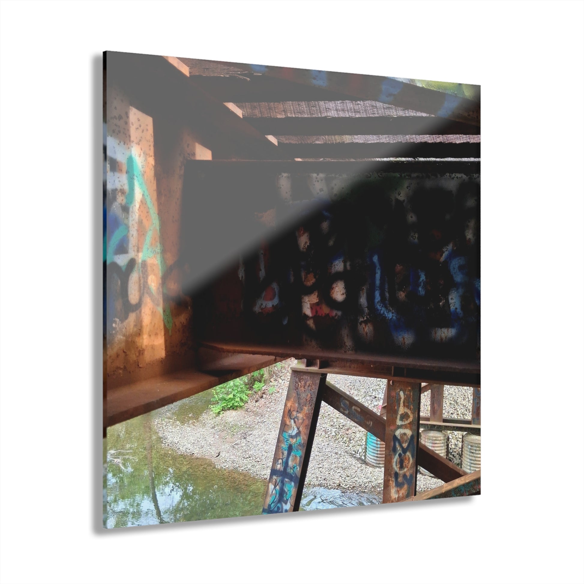 Graffiti Bridge Acrylic Print — Urban Decay Photo Wall Art French Cleat Hanging - - Home Decor