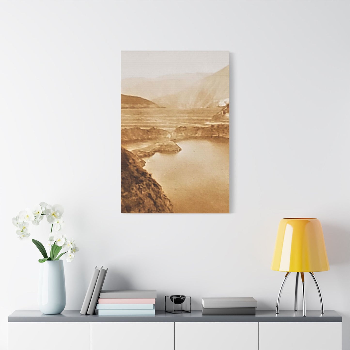San Gabriel Dirt Fill Dam 1 Satin Canvas Stretched 24″ x 36″ (Vertical) 1.5"