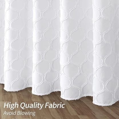 Textured White Fabric Shower Curtain