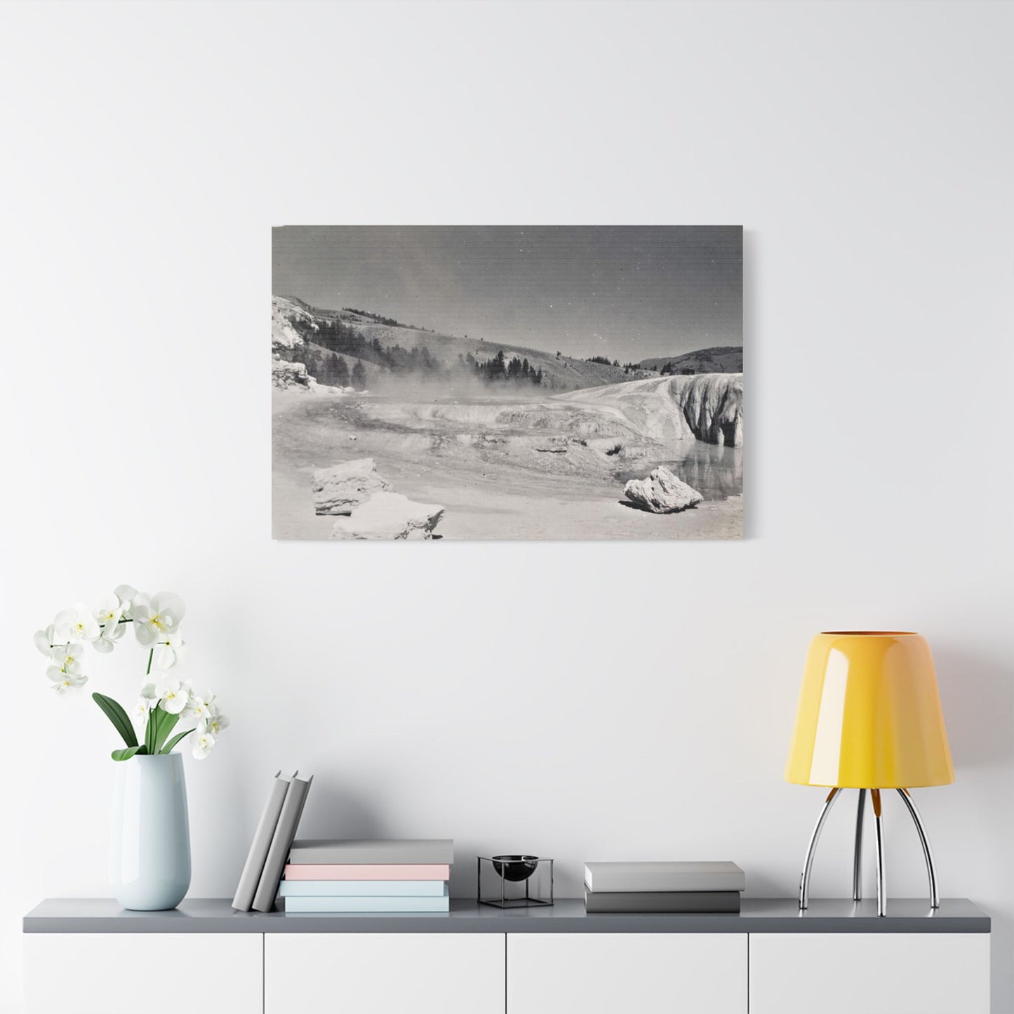 Mammoth Hot Springs Satin Canvas, Stretched