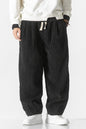 Men's Plus Size Corduroy Wide Leg Casual Pants - Black -