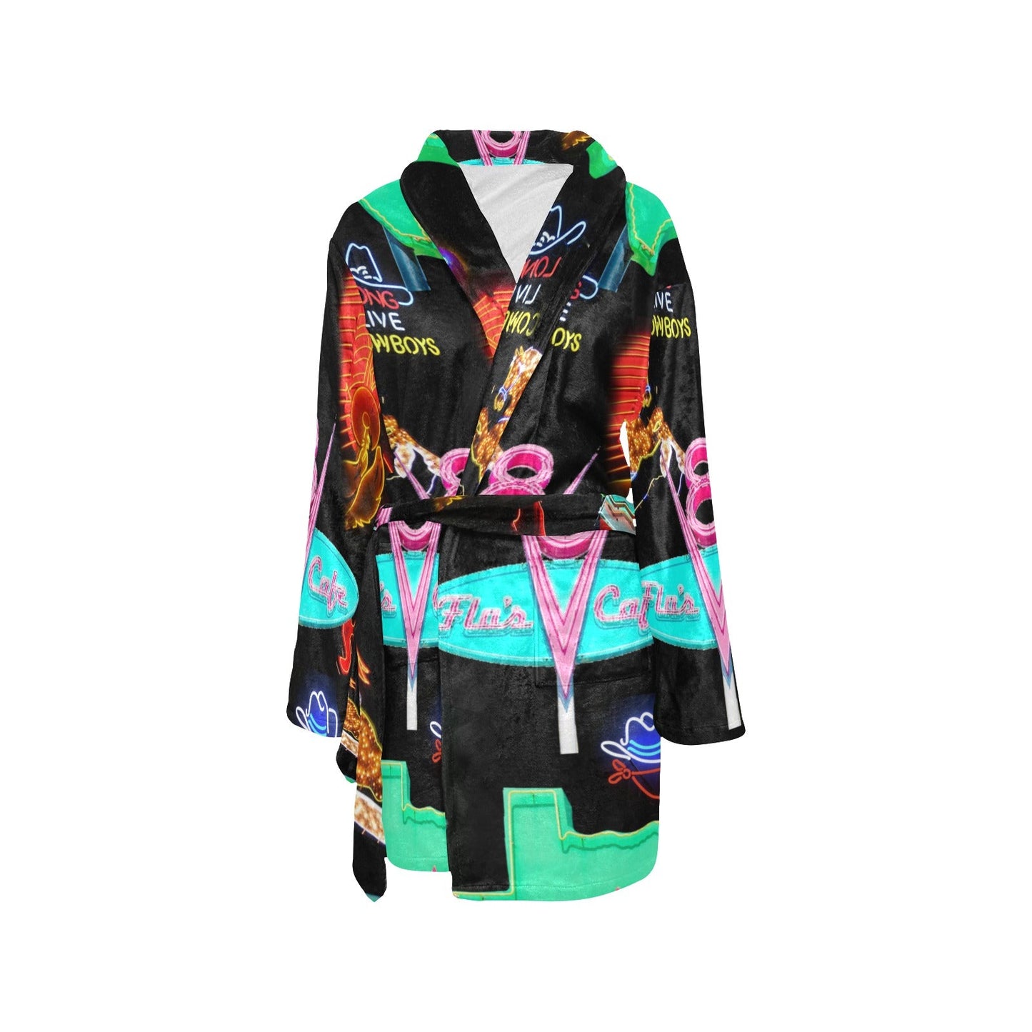 Baha Ranch Vegas Neon Women's Western Bath Robe - - Blanket Robe & Hoodie