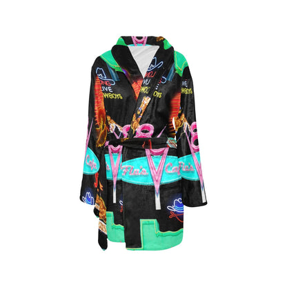 Baha Ranch Vegas Neon Women's Western Bath Robe - - Blanket Robe & Hoodie