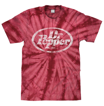 Dr. Pepper Tie Dye T-Shirt - Crimson Red Tie Dye - - mens tee