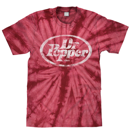 Dr. Pepper Tie Dye T-Shirt - Crimson Red Tie Dye - - mens tee