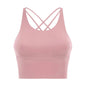 Comfort Full Support Padded Wire Free Cross Back Yoga Sports Bra Seamless pink