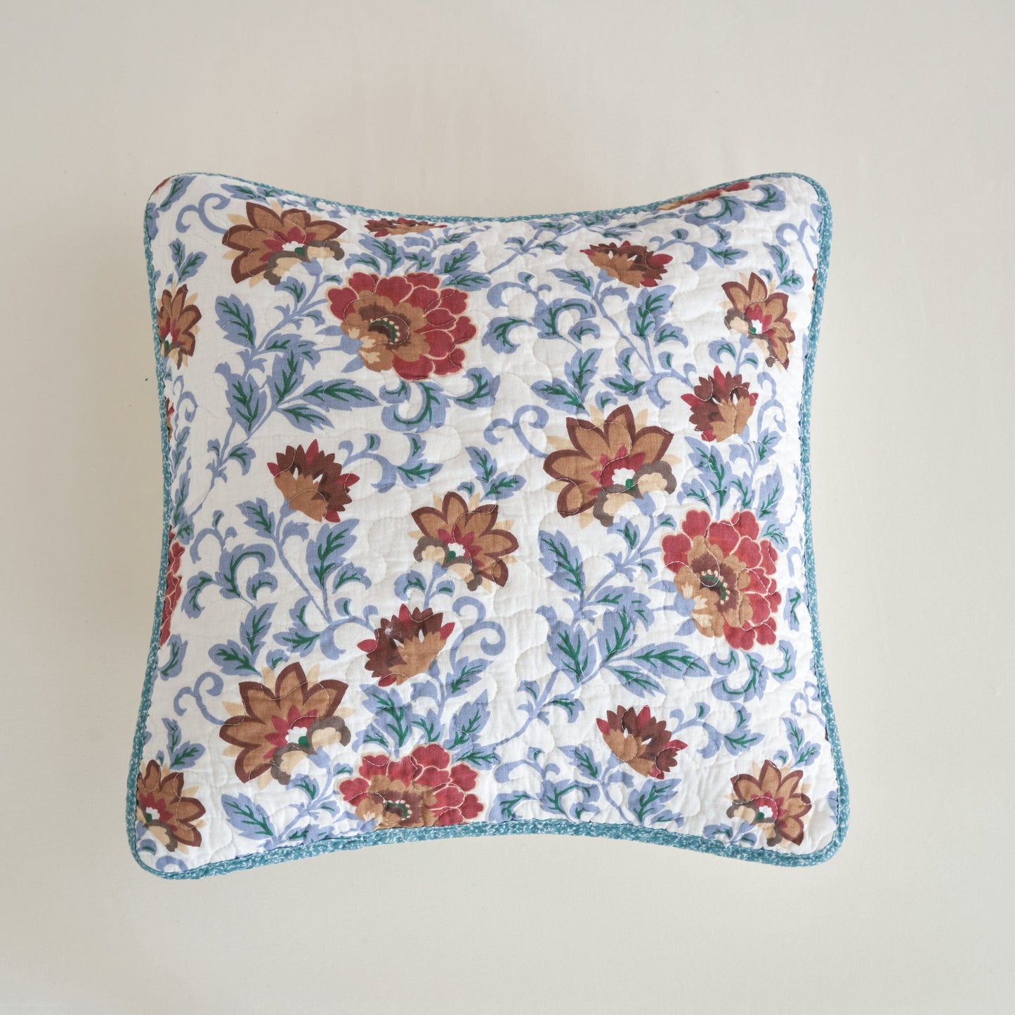 Tache Cotton Floral Jacobean Blue White Old World Garden Cushion Covers 2-Pieces (JHW-936) - - Euro Sham / Cushion Cover