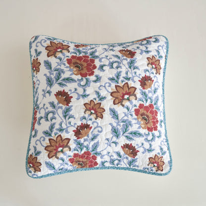 Tache Cotton Floral Jacobean Blue White Old World Garden Cushion Covers 2-Pieces (JHW-936) - - Euro Sham / Cushion Cover