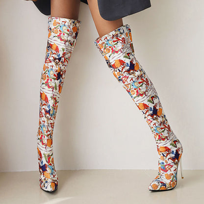 Pointed Toe Stiletto Over Knee Boots with Back Zip - Color 38 - heels