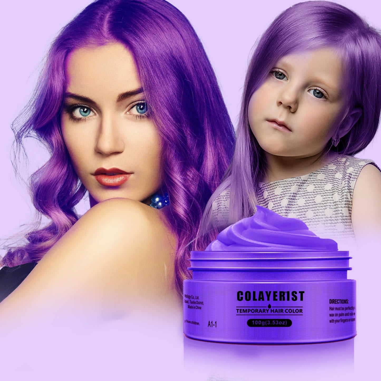 COLAYERIST Purple Hair Color Wax Temporary Washable Hair Color - Purple - hair color