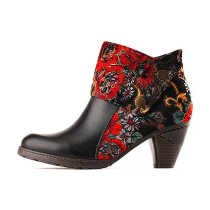 Retro Handmade Radiant Pattern Ankle Boots- Colorstepshoes- {{Product type}}