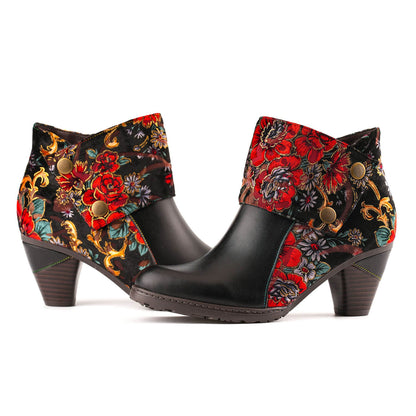Retro Handmade Radiant Pattern Ankle Boots- Colorstepshoes- {{Product type}}