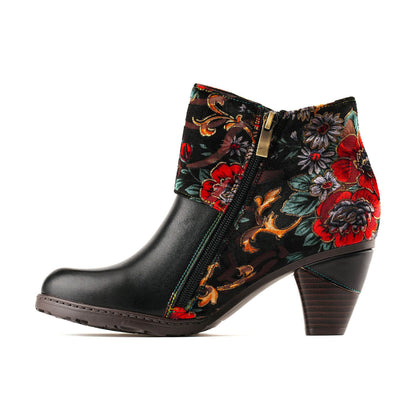 Retro Handmade Radiant Pattern Ankle Boots- Colorstepshoes- {{Product type}}
