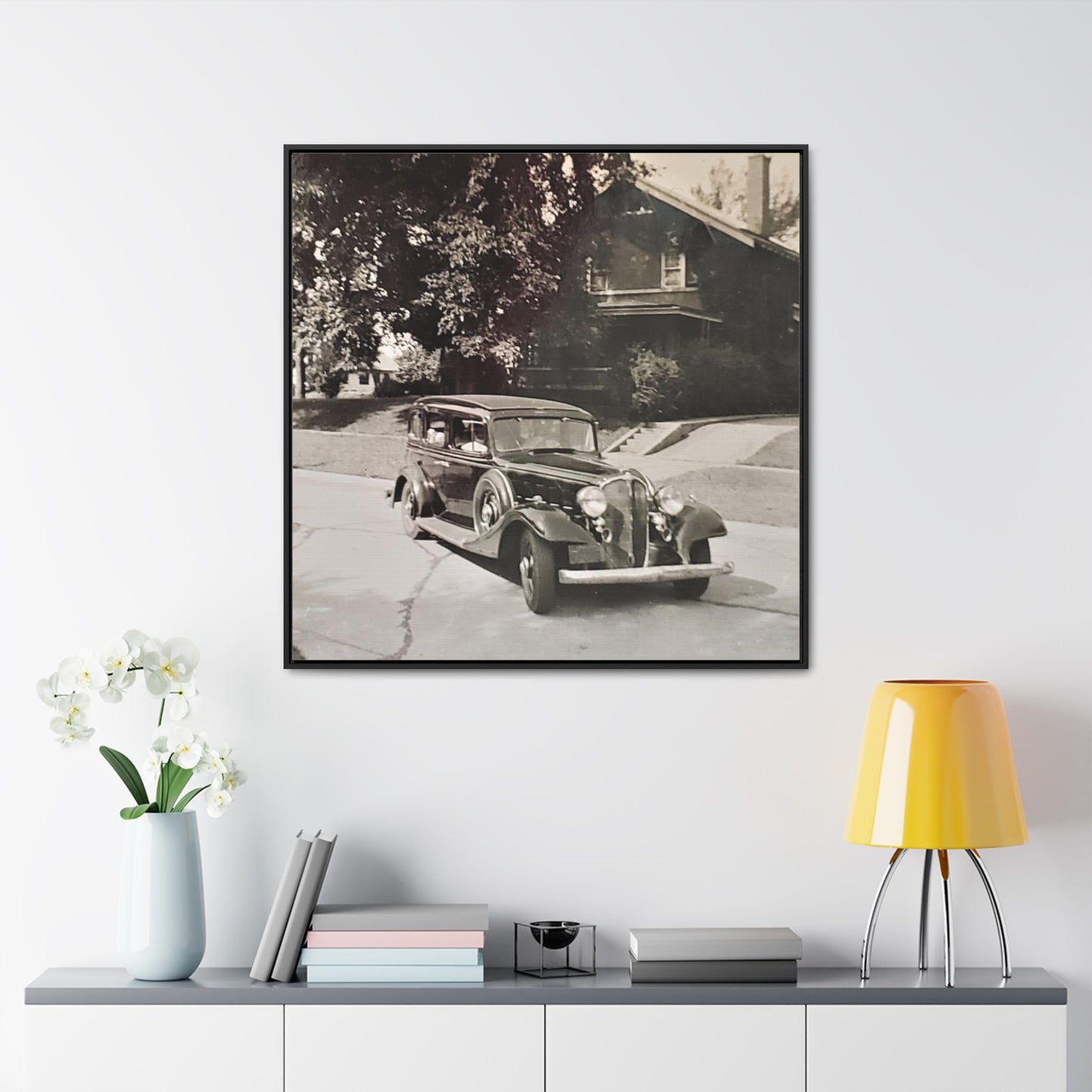 Classic Car Gallery Canvas Wraps, Square Frame