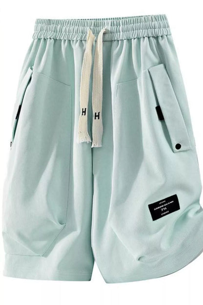 Men's Plus Size Drawstring Pocketed Shorts - Sage -