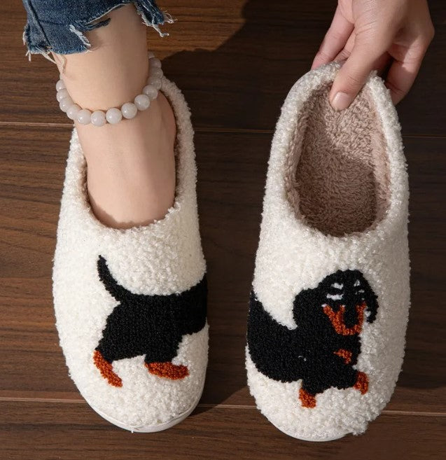 Soft Touch Animal Slippers - Black Dog (42-43) 42-43 - slippers