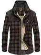Men's Full Size Plaid Fleece Lined Snap Down Jacket Plus Size - Light Green Fine -