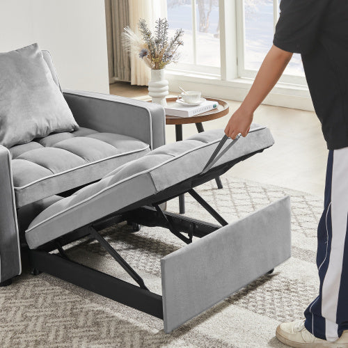 Grey 3-in-1 Sofa Bed Chair Fold-out Sofa Bed Adjustable Backrest - - sofa bed