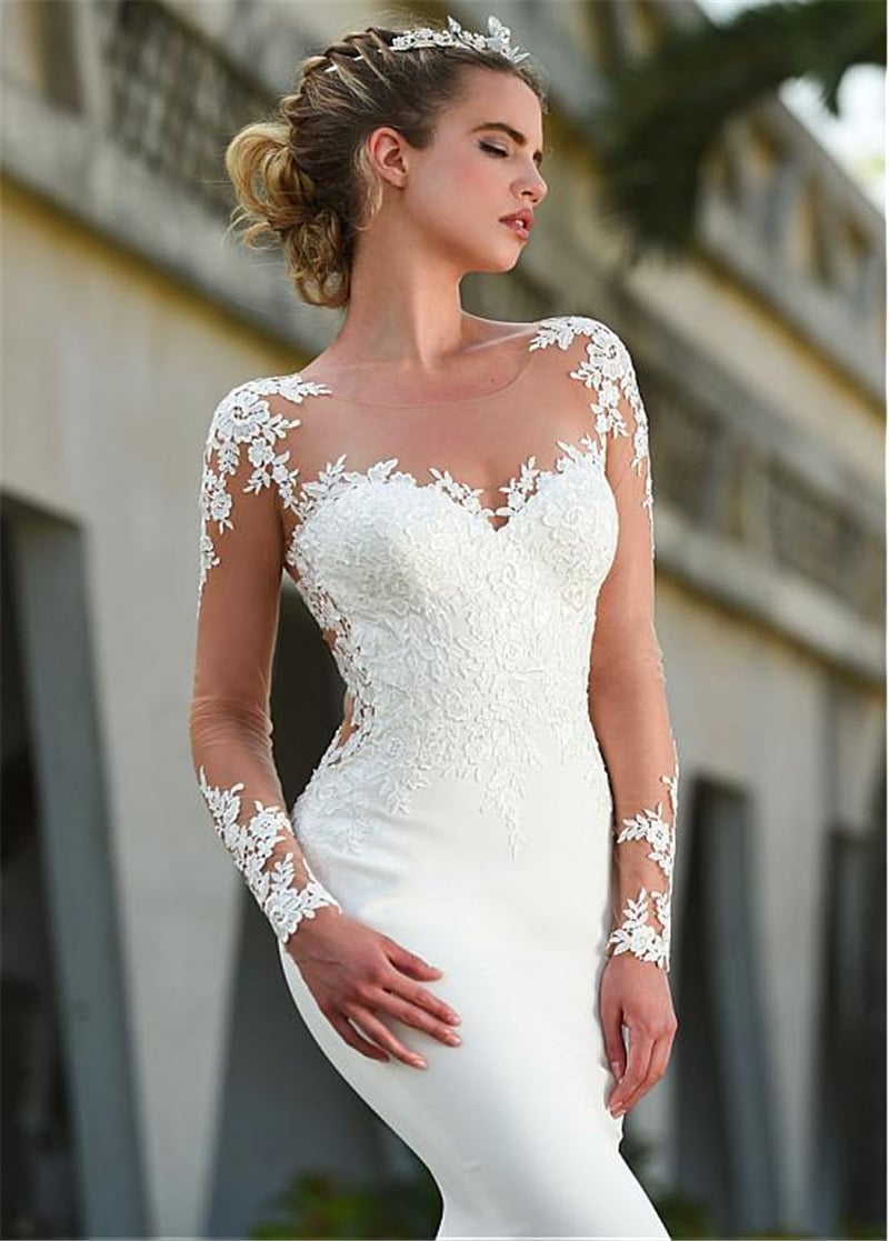 Elegant Trail Bridal Gown - White 3XL - dress