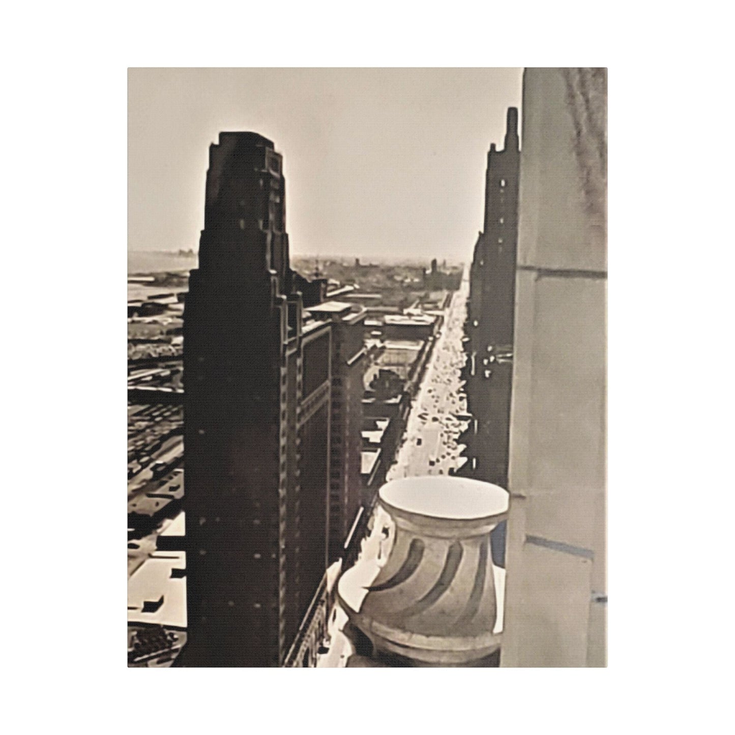 Michigan Ave Chicago Satin Canvas Stretched