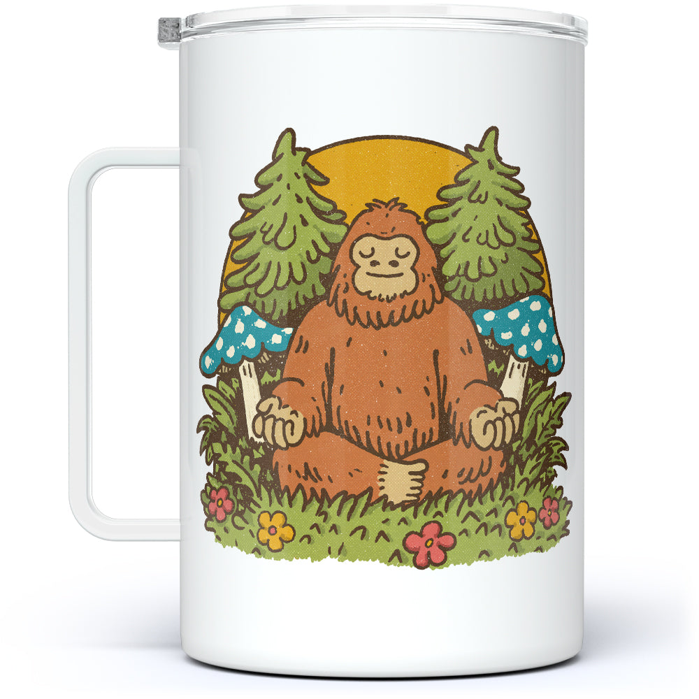 Meditating Bigfoot Insulated Travel Mug - 18oz -
