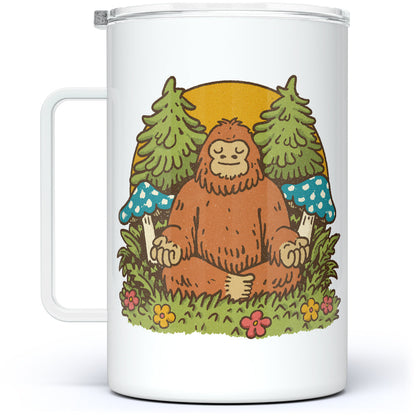 Meditating Bigfoot Insulated Travel Mug - 18oz -