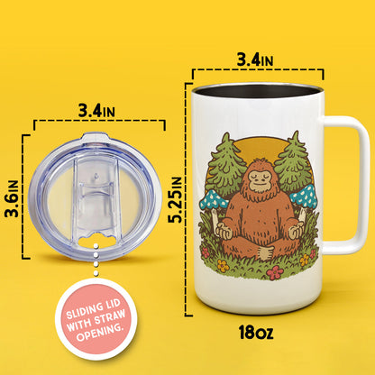 Meditating Bigfoot Insulated Travel Mug - -