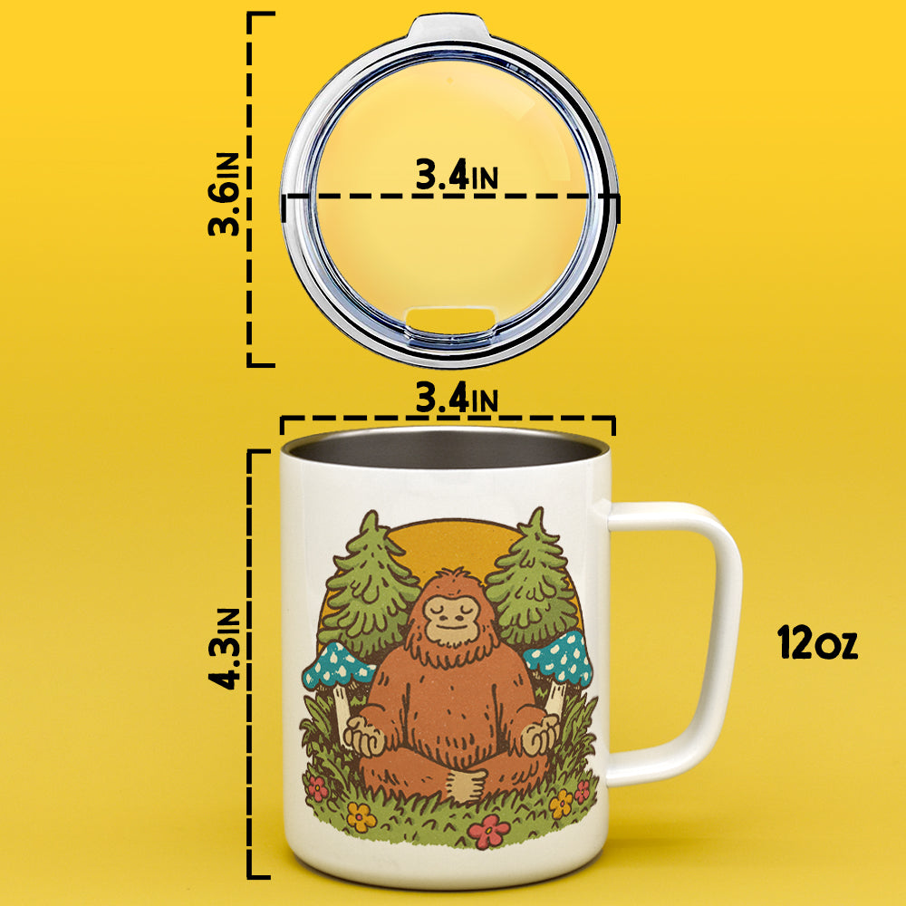 Meditating Bigfoot Insulated Travel Mug - -