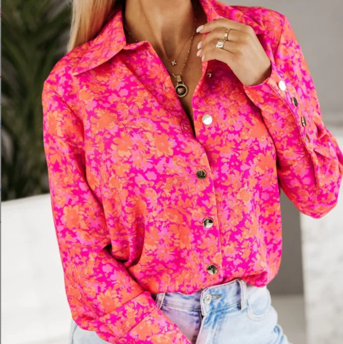 Blouses Women Casual Shirt Long Sleeve Print Shirts Office Elegant Blouse