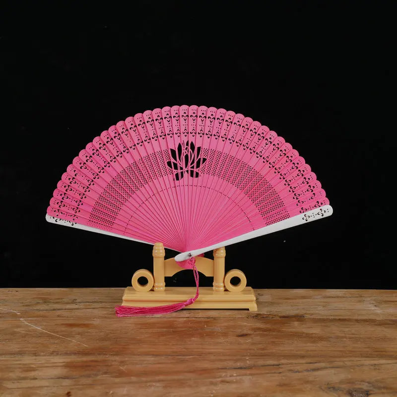 New Chinese Super Fairy Lotus Small Fan Hanfu Qipao Women's Hollow Fan Wedding Photography Props Folding Fan - - Fans