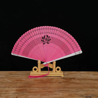 New Chinese Super Fairy Lotus Small Fan Hanfu Qipao Women's Hollow Fan Wedding Photography Props Folding Fan - - Fans