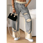 Street Style Contrast Stitch Jeans - Gray L - Women's Fashion - Women's Clothing - Bottoms - Jeans