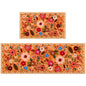 Boho Chic Non-Slip Kitchen Rug Set - Floral Orange - Orange - rugs