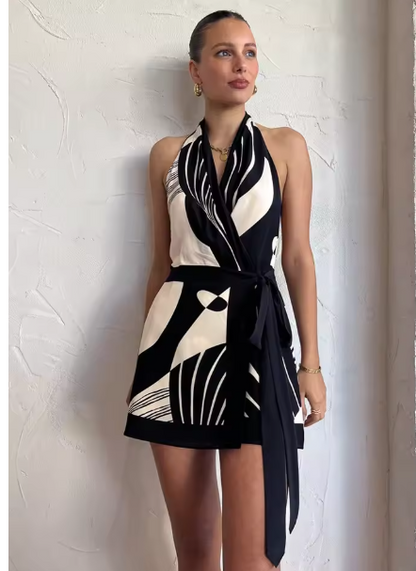 ChicSilhouette Backless Halter Dress - black L - dress