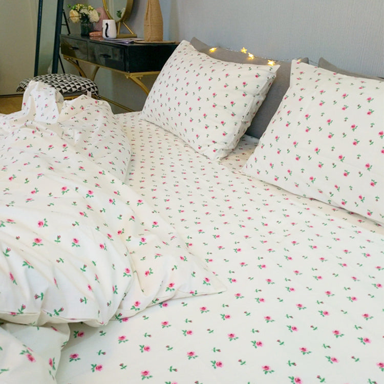 100% Cotton Bedsheet 4 Piece Bedding Set FItted Bed Sheet