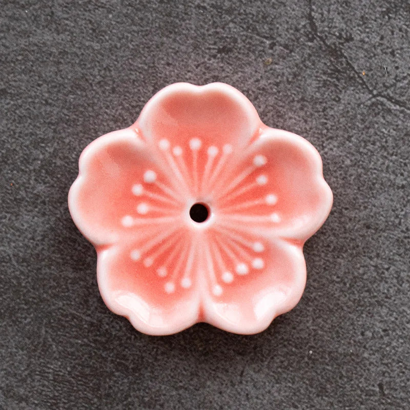 Cherry Blossom Incense Burner Home Ceramic Decor Stick Holder Aromatherapy