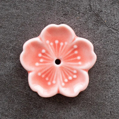 Cherry Blossom Incense Burner Home Ceramic Decor Stick Holder Aromatherapy pink