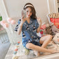 Two Piece Pajama Set Women Ladies Womans Pajamas Blue scarf rabbit