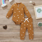 Newborn Baby Bodysuits + Elastic Pants brown white 9M