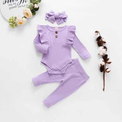 Babies Knit Long Sleeve Romper and Pants Purple 6-12 Months