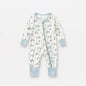 Bamboo Fiber Baby Zippered Romper light blue white 18-24M 90cm