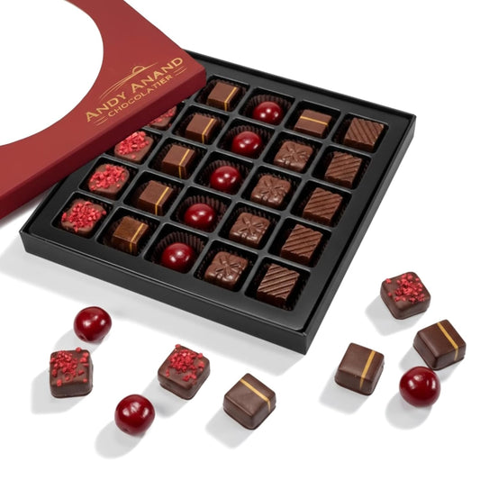 Andy Anand Vegan Dark Chocolate Truffles Praline Collection 25 pc – Gluten-Free Gift Box - - Food & Beverages > Desserts & Sweets > Chocolate