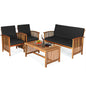4 Pieces Patio Solid Wood Furniture Set- DirectDeals- {{Product type}}