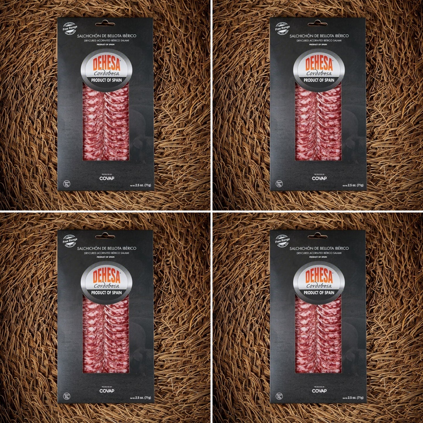 Dehesa Cordobesa® Chorizo and Salchichón de Bellota Ibérico 4 Pack - 4 (2.5 Ounces Packages of Salchichón) -